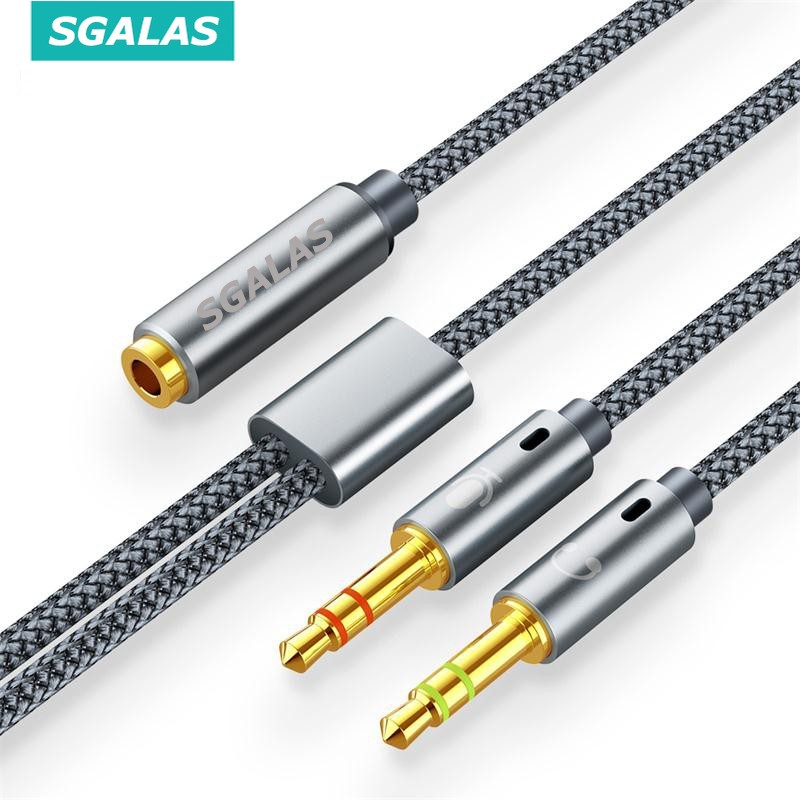 Bộ chia âm thanh nổi SGALAS từ ổ cắm sang 2 giắc cắm tai nghe có Mic 3.5mm Aux cho máy tính xách tay/ máy tính bàn