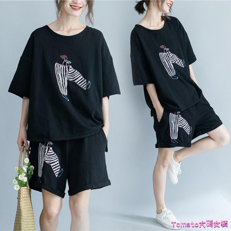 Bộ Đồ Thể Thao Ngắn Tay Size Lớn Thời Trang Mùa Hè Dành Cho Nữ 2021 / S-5Xl