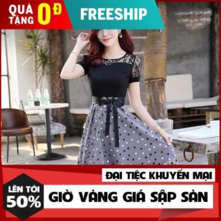 ĐẦM XÒE CỰC XINH CỔ TRÒN THANH LỊCH MÀU XÁM ĐỦ SIZE CHO CÁC CHỊ EM - 395
