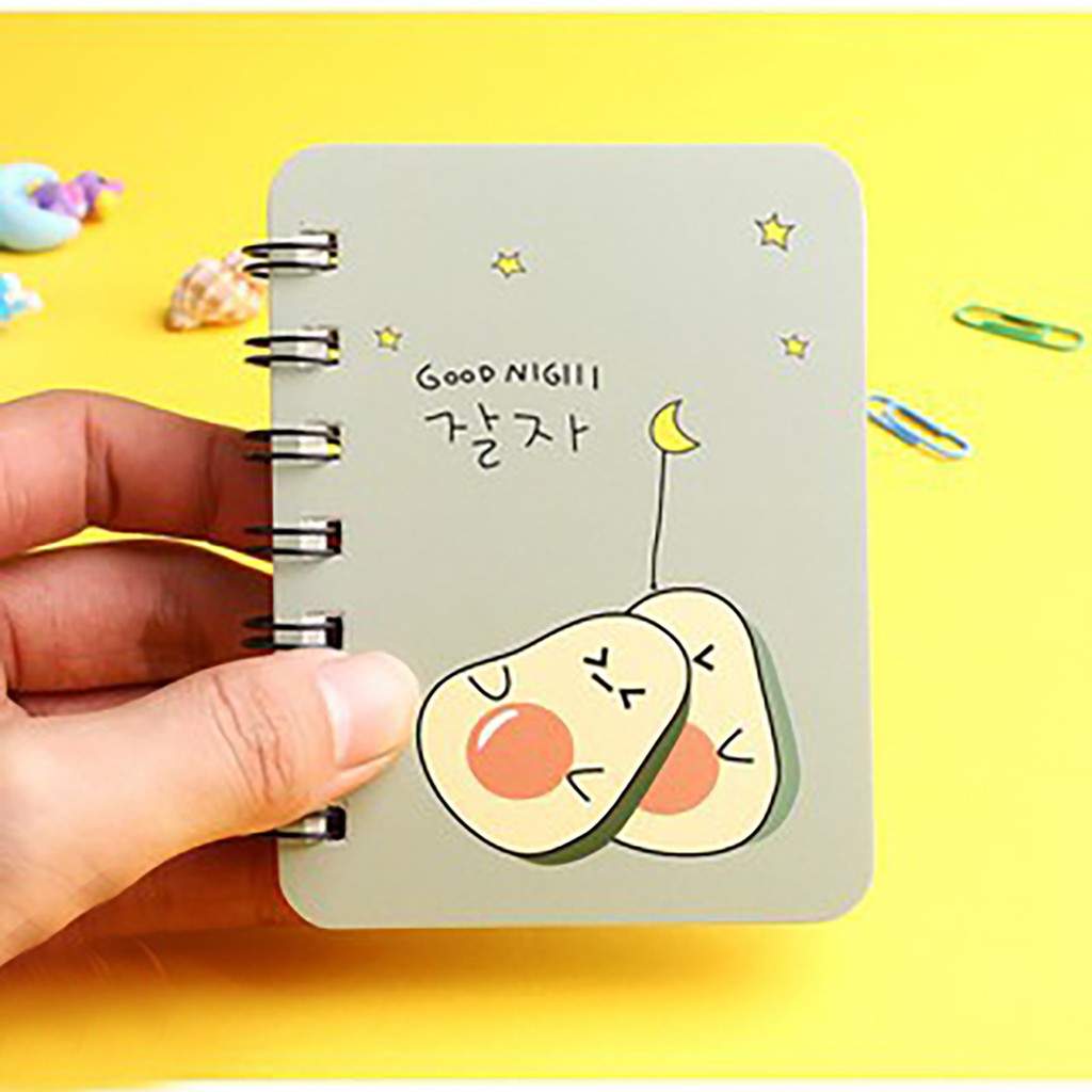 Sổ tay cute ghi chép kế hoạch, công thức, từ vựng - sổ mini gáy lò xo họa tiết Bơ Tròn Avocado xinh xắn 80 trang BMBooks