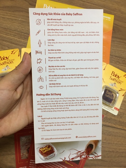 NHUỴ HOA NGHỆ  TÂY TỐT NHẤT ẤN ĐỘ BABY SAFFRON HỘP 1 GRAM [DATE 10.2021] | BigBuy360 - bigbuy360.vn