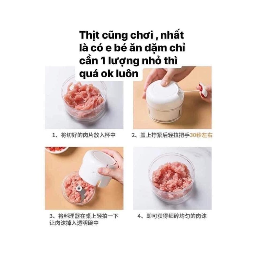 Máy xay tỏi ớt cầm tay Mini Food Chopper - Dụng cụ xay đồ ăn cho bé có dây rút tiện lợi