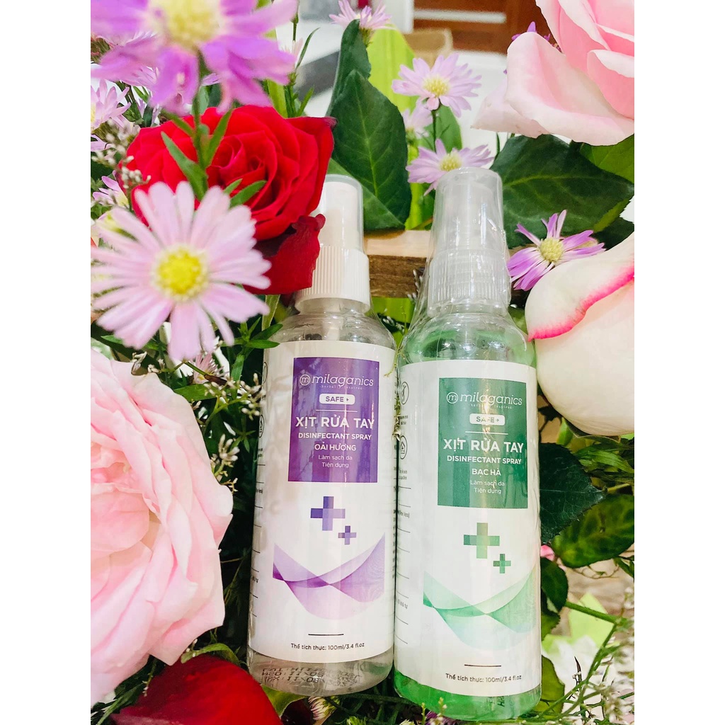 Xịt Rửa Tay Làm Sạch Vượt Trội, X3 Dưỡng Ẩm Không Gây Khô Da MILAGANICS 100ml