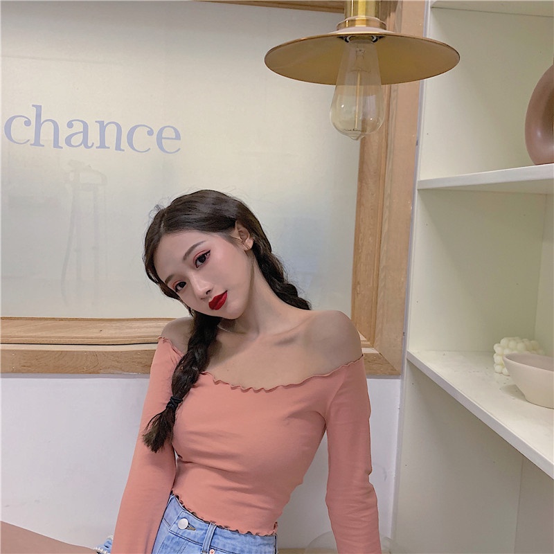 Áo Thun Trễ Vai Dáng Ôm Thiết Kế Đơn Giản Hợp Thời Trang