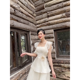 Váy maxi tầng xếp ly