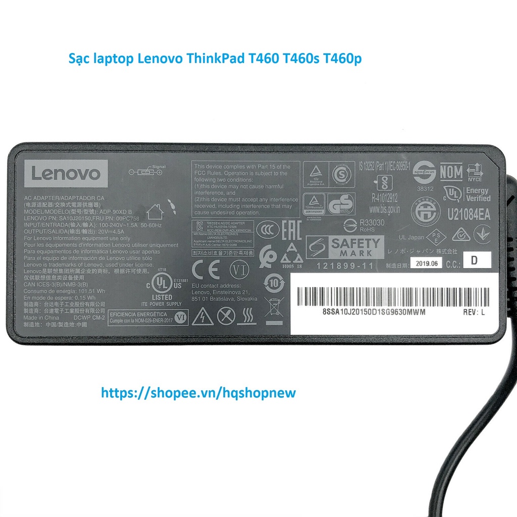 ⚡️[Sạc zin] Sạc laptop Lenovo ThinkPad T460 T460s T460p 20V - 2.25A - 3.25A - 45W - 65W chân vuông USB