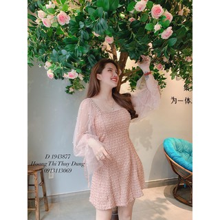 (ảnh thật) Đầm tay lưới đính ngọc