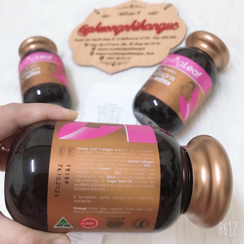 DATE 2025 - BILL MUA TẠI PHARMACY ÚC - HÀNG BAY AIR-VIÊN UỐNG BỔ SUNG COLLAGEN SPRINGLEAF COLLAGEN 6 IN 1  90 VIÊN