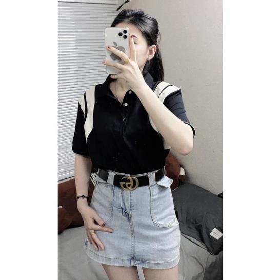 Áo Thun Polo Nam Nữ Thom Sọc Vai Form Rộng Cổ Bẻ Sọc Tay Vải Dày Mịn Thoáng Mát Thiết Kế Thời Trang