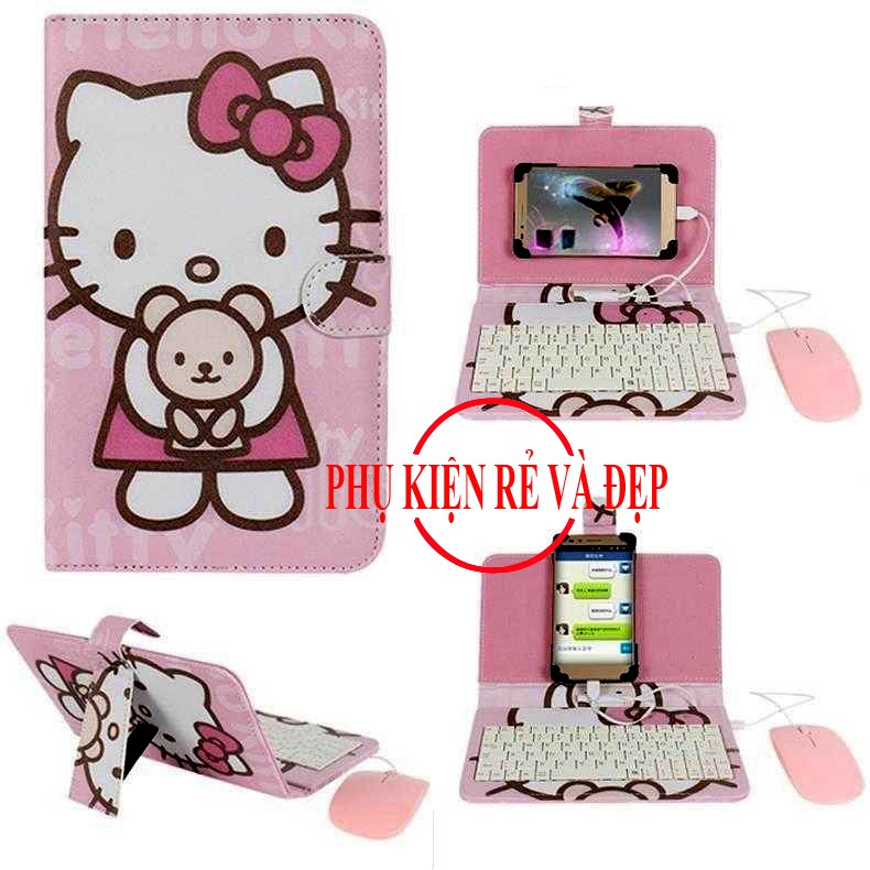 Combo bao da bàn phím + chuột + lót chuột hình Hello Kitty dễ thương