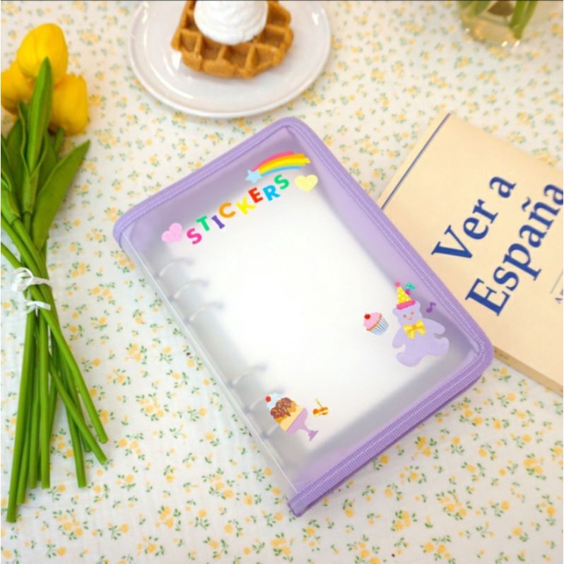 BINDER BÌA KHÓA KÉO A5 6 CÒNG MÀU TÍM HÃNG YUDAENG HÀN QUỐC