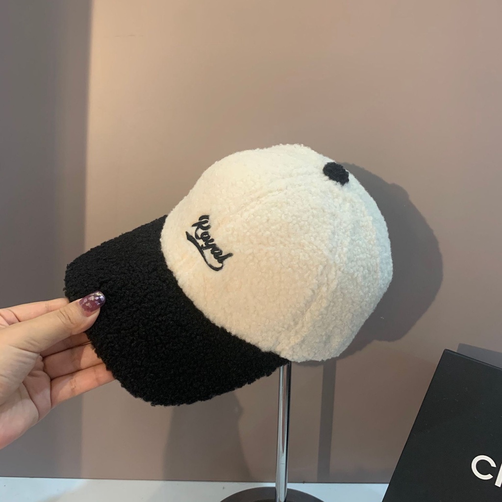 Mũ lưỡi trai phối vải lông màu sắc thời trang Hàn Quốc cho nữ