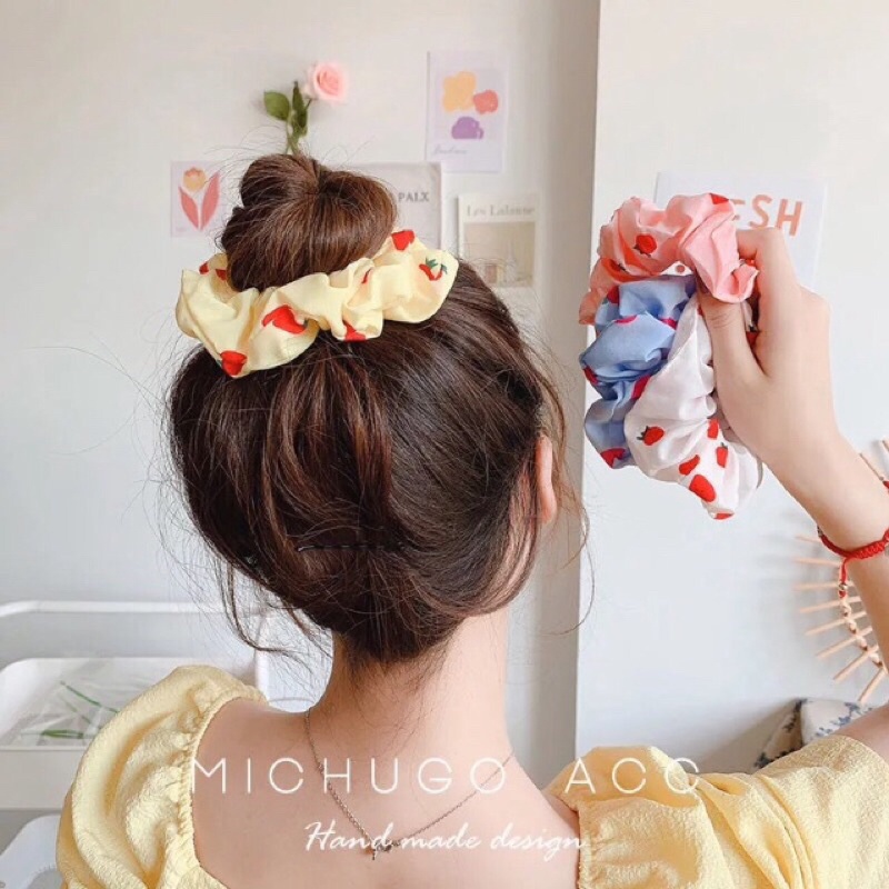 dây buộc tóc srunchies quả dâu Tây