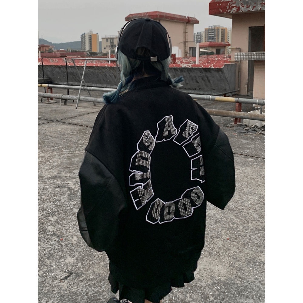 Áo khoác bomber da bóng chày dài tay thời trang nam nữ