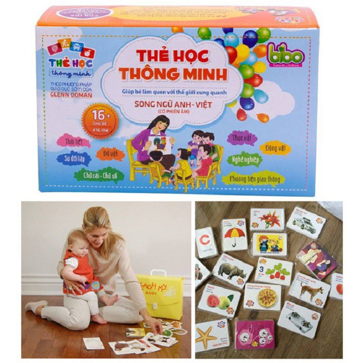 THẺ HỌC THÔNG MINH CHO BÉ BIBO- 416 THẺ- 16 CHỦ ĐỀ