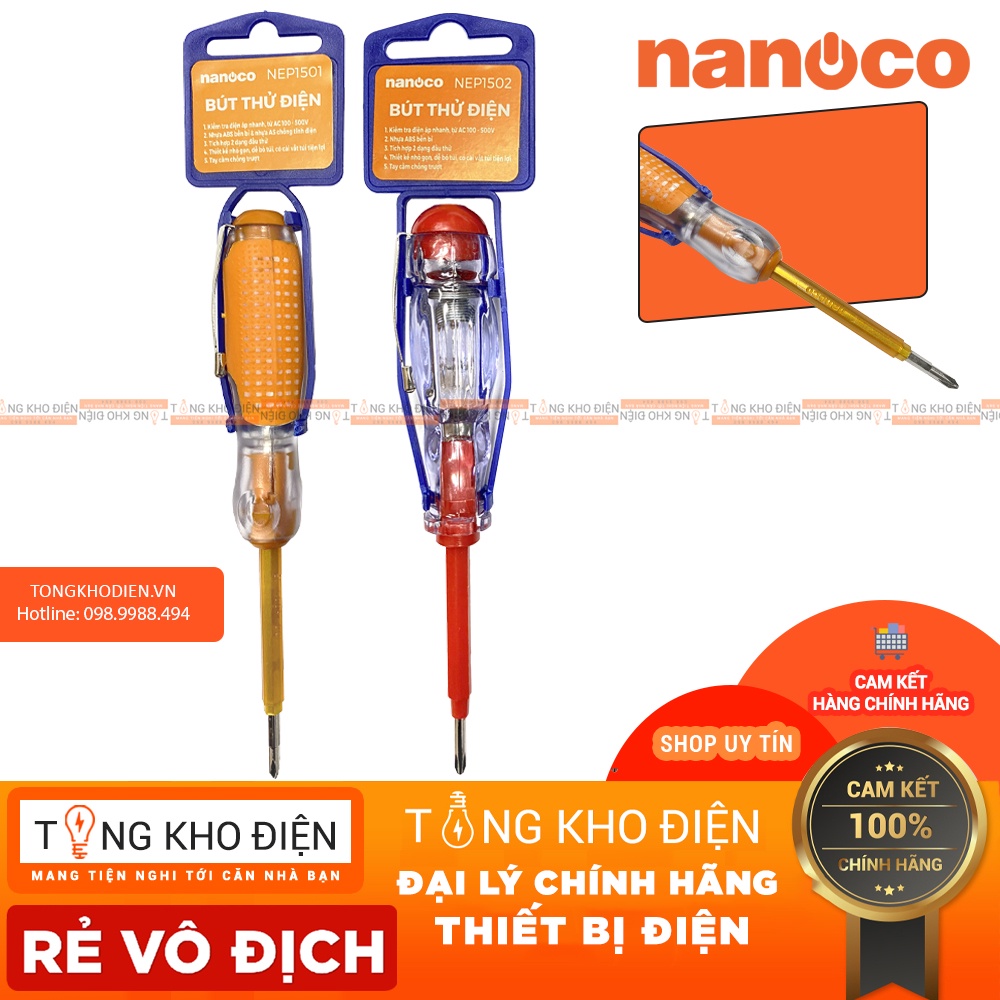 Bút thử điện Nanoco NEP150 nhựa ABS, tay cầm chống trượt