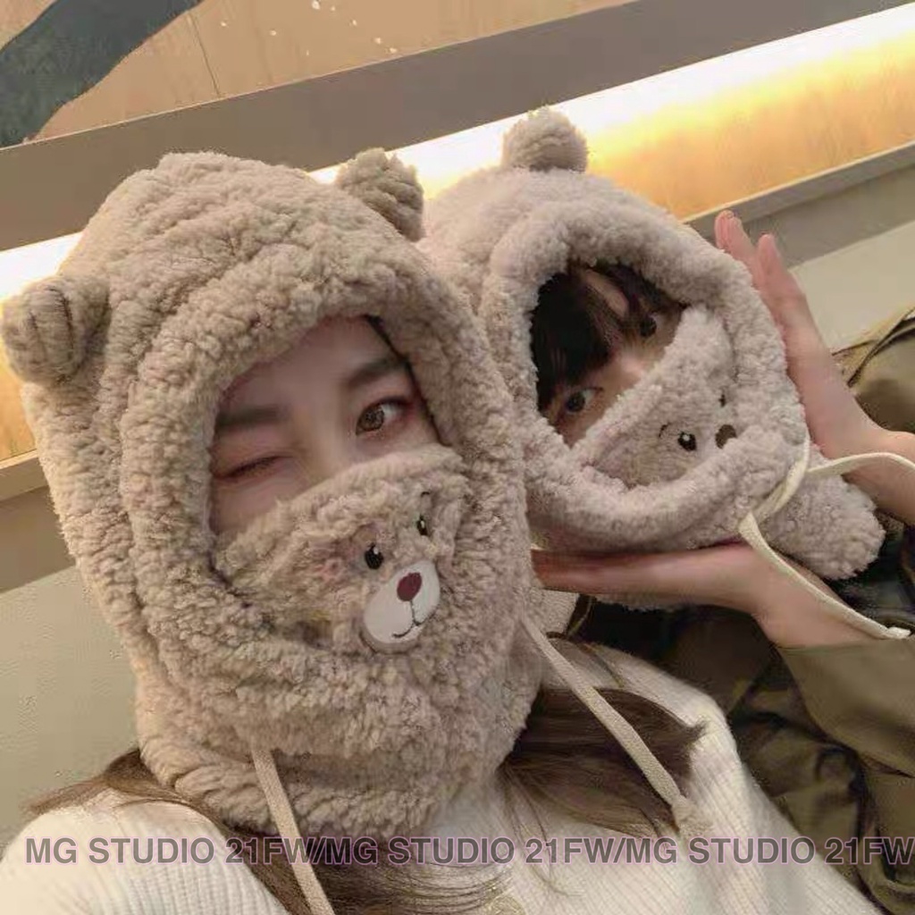 Mũ lông giữ ấm MG STUDIO 3 màu tùy chọn dễ thương thời trang mùa đông