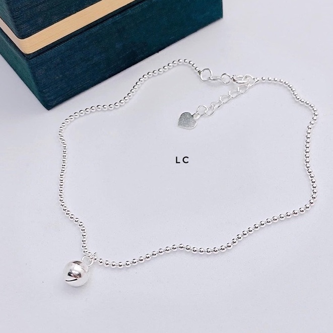 Lắc chân bi bạc có chuông bạc thật cao cấp DaLiA Jewelry lắc chân bạc bi nhỏ chuông to đáng yêu