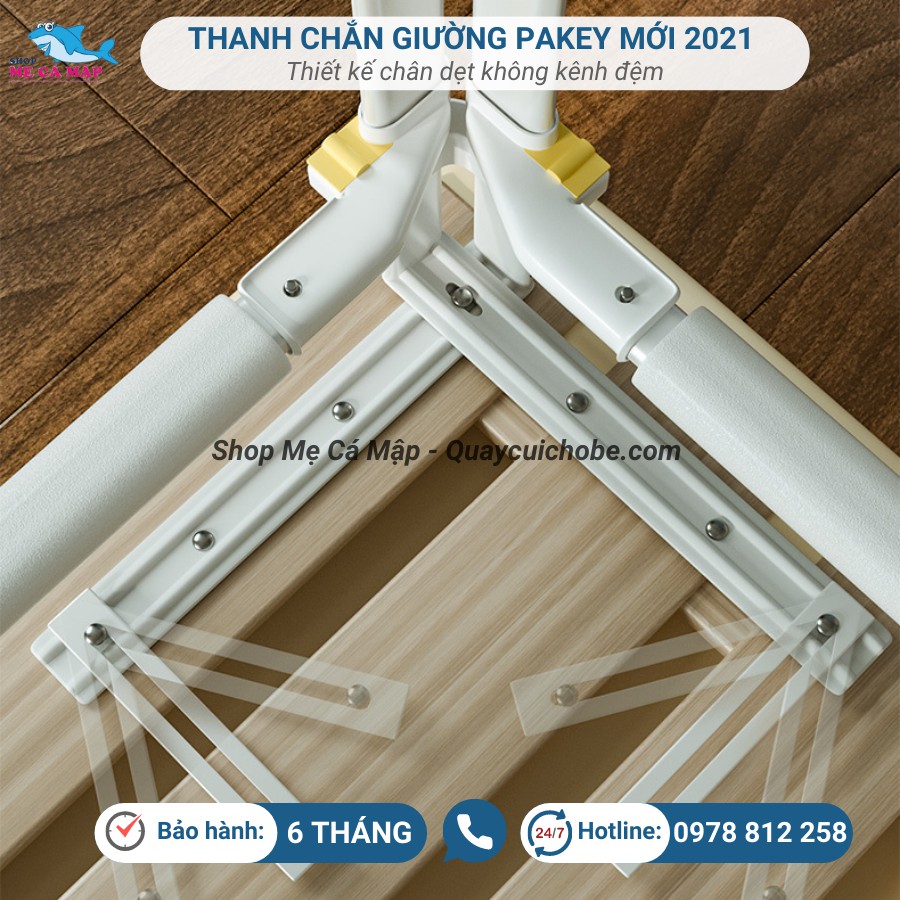 Thanh chặn giường 2021 nâng hạ 1 bên hiệu Pakey, thanh chắn giường cao 103cm có 3 màu