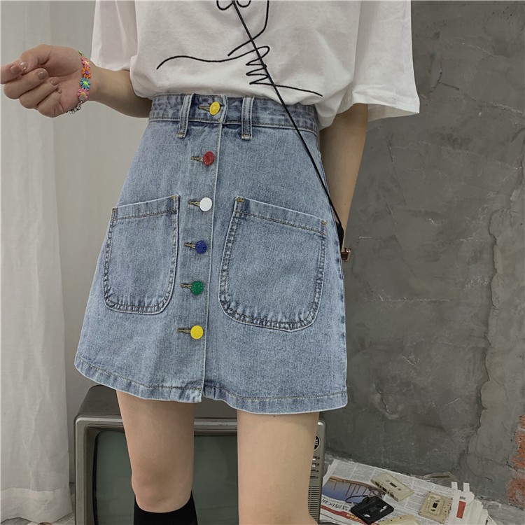 Xiaozhainv Chân Váy Denim Lưng Cao Phong Cách Hàn Quốc | BigBuy360 - bigbuy360.vn