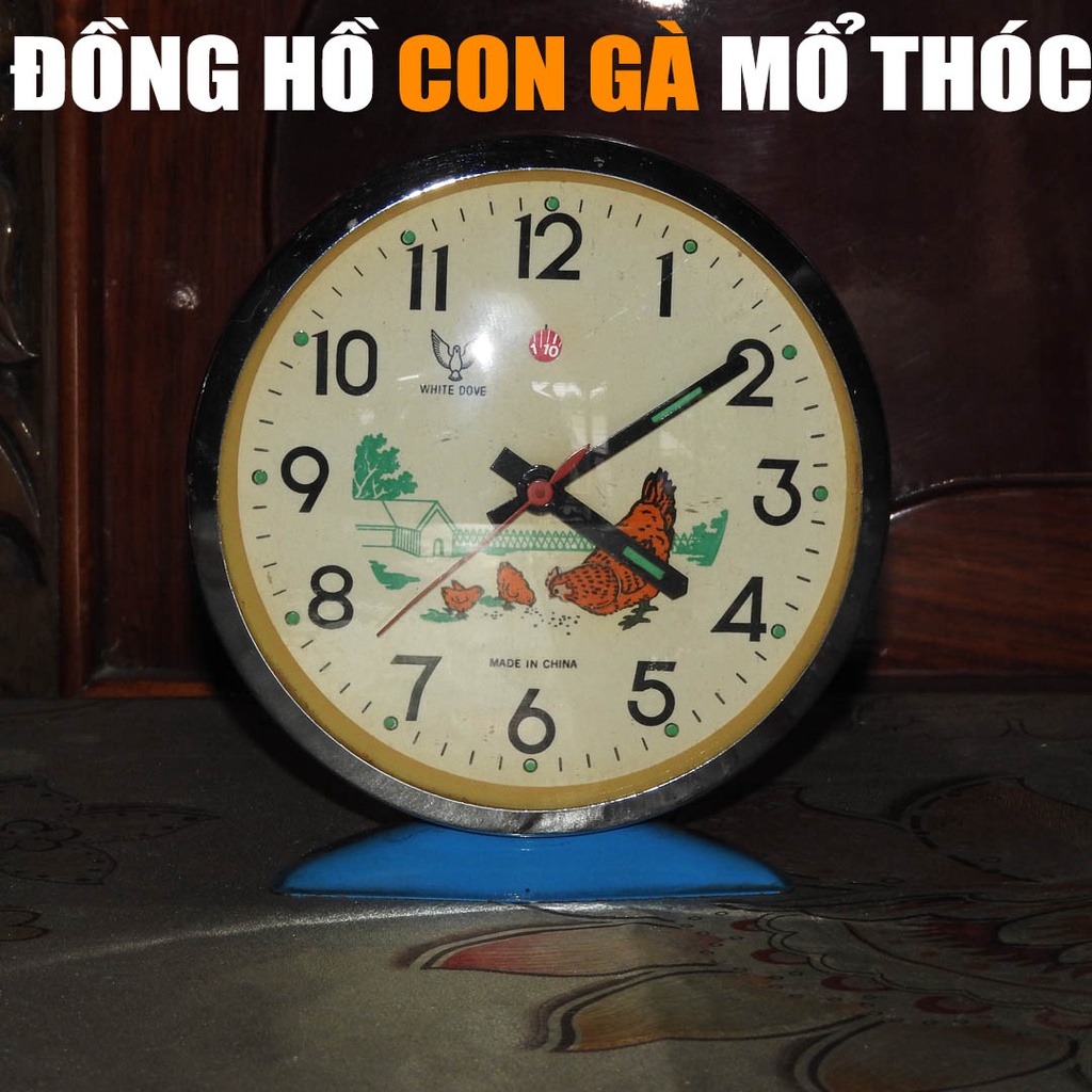 Đồng hồ Con Gà cổ Mổ Thóc loại lớn để bàn đồng hồ báo thức xưa con gà mái hoài niệm trang trí decor