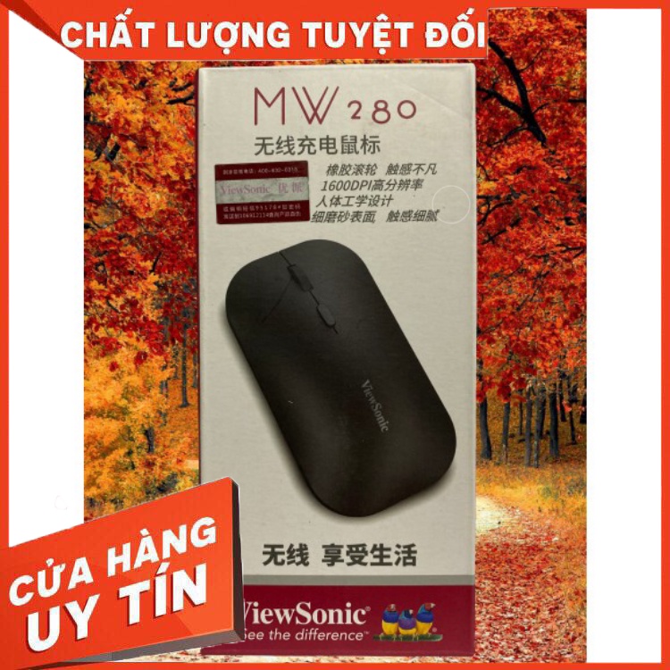 Chuột không dây pin sạc cao cấp ViewSonic 1600DPI cho PC, Laptop ,Tivi box (ĐEN)