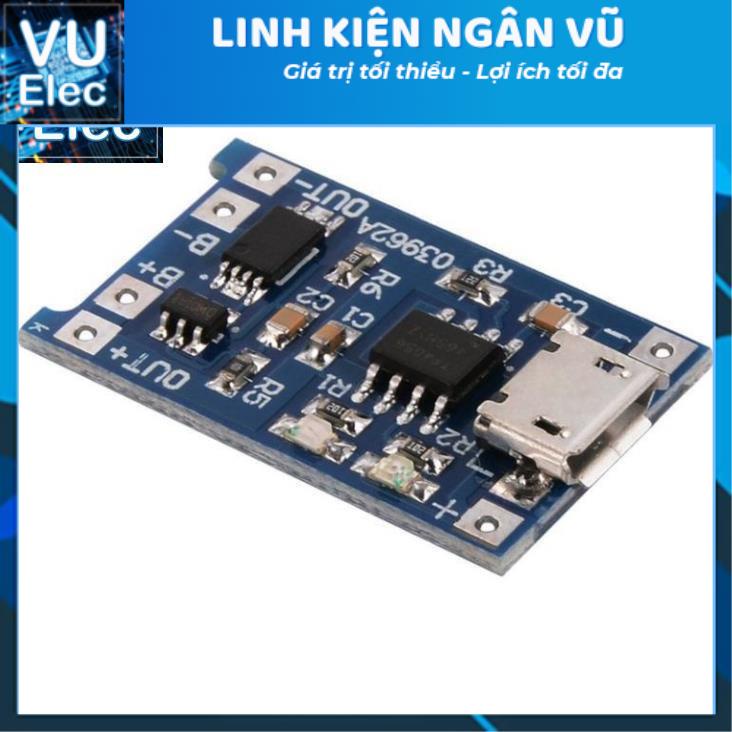 Mạch Sạc Pin 18650 TP4056 1A MiniUSB có bảo vệ V2
