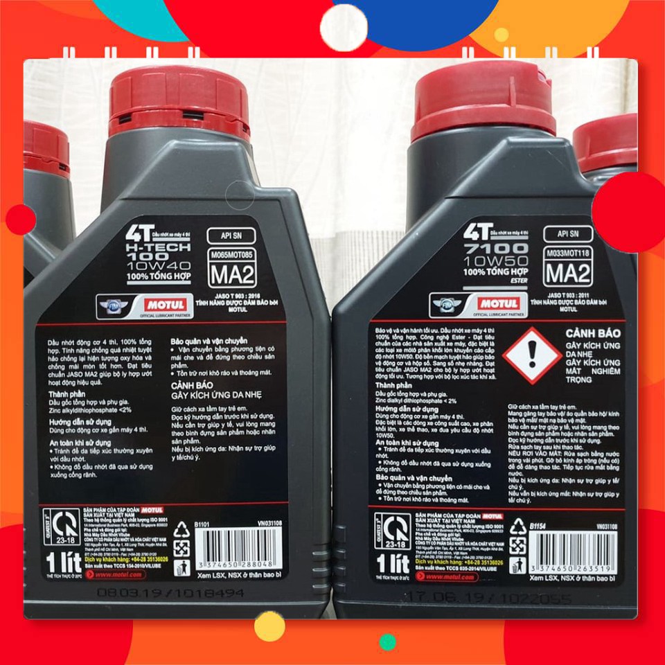 Nhớt Motul 7100 10W50, H-TECH 100 10W40 100% Tổng Hợp