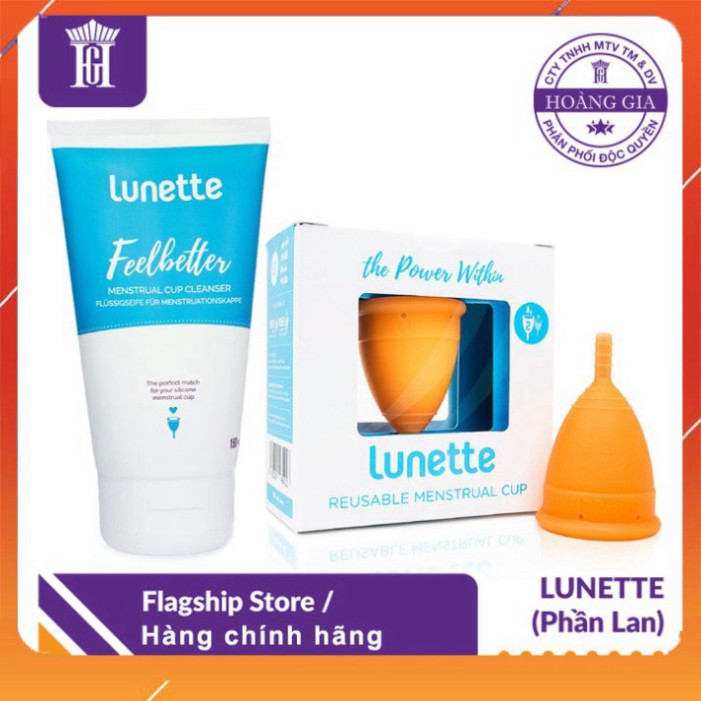 GIÁ CỰC ĐÃ Combo Cốc Nguyệt San Lunette chính hãng + nước rửa cốc tiệt trùng cốc 150 ml - Phân phối độc quyền GIÁ CỰC ĐÃ