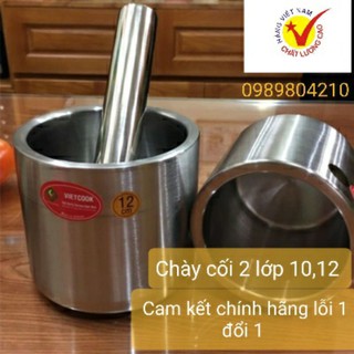 Bộ Chày cối inox 304 Vietcook 2 lớp cao cấp(CHINH HÃNG HÀNG VIÊT NAM)size 10,12cm,chày cối inox 2 lớp hàng dày đẹp