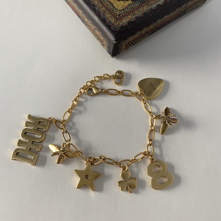 lá thư lắc tay vàng Retro vòng lắc tay vòng tay nữ dễ thương