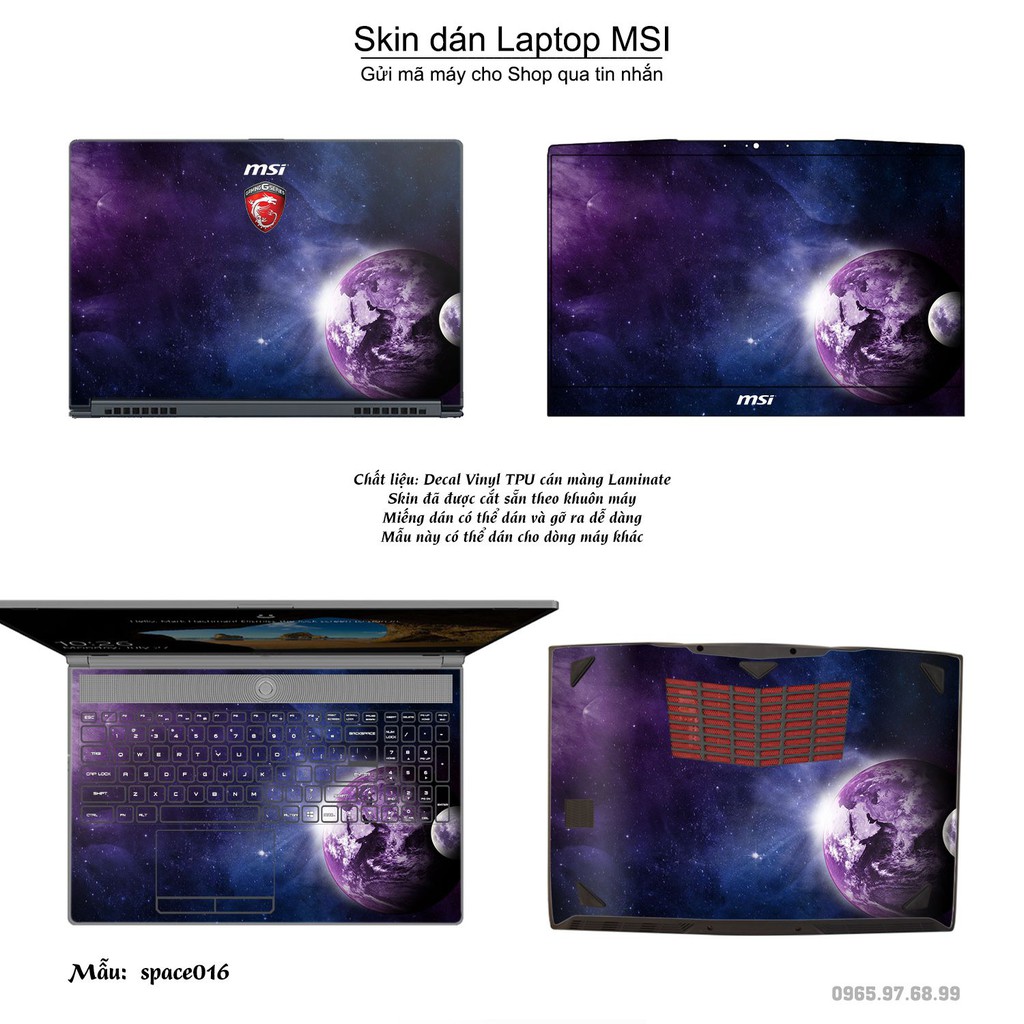 Skin dán Laptop MSI in hình không gian nhiều mẫu 3 (inbox mã máy cho Shop)