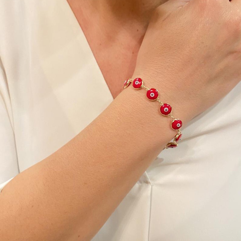 Vòng đeo tay RINHOO FRIENDSHIP họa tiết mắt quỷ mang lại may mắn thời trang retro cho nữ