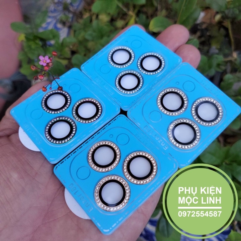 [Đính Đá Vàng Bạc Xanh TiTan] Iphone 13POMAX 13PRO 136.1 135.4[Bộ 3 mắt]Dán từng mắt camera chống trầy Kuzoom Bảo vệ cam