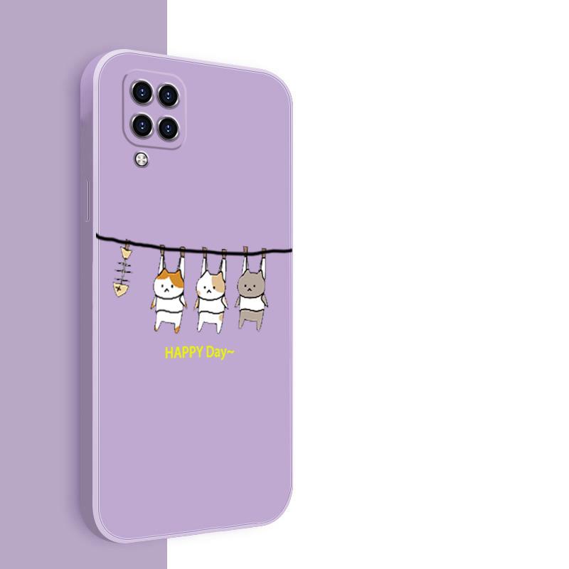 Ốp lưng samsung a12 samsung a22 4g Ốp Điện Thoại Silicon Mềm Mịn Thiết Kế Hình Mèo Cho samsung a12 samsung a22 4g LSMM01 viền vuông cute