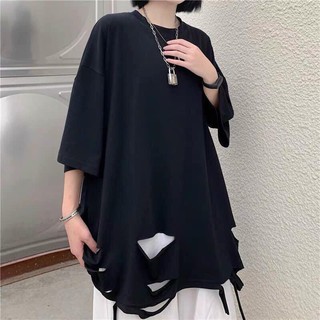 Áo phông rách cá tính tay lỡ phom đại y hình HANA69