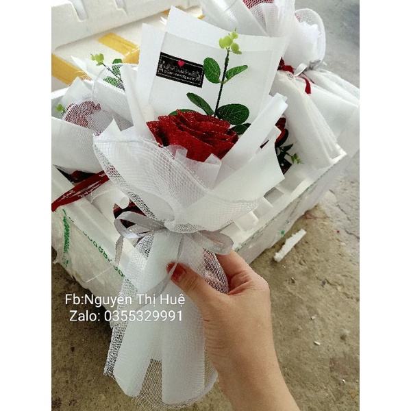 SỈ HOA+TÚI+THIỆP 50,60 BÓ Hoa sáp kim tuyến 1 bông
