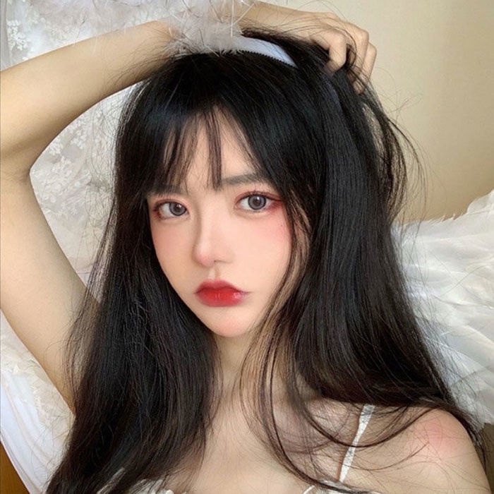 Women's wig cover, full-head lifelike long hair, Chinese clothing, whole cosplay long straight hair, lolita bangs, full set of head beauty, excellent