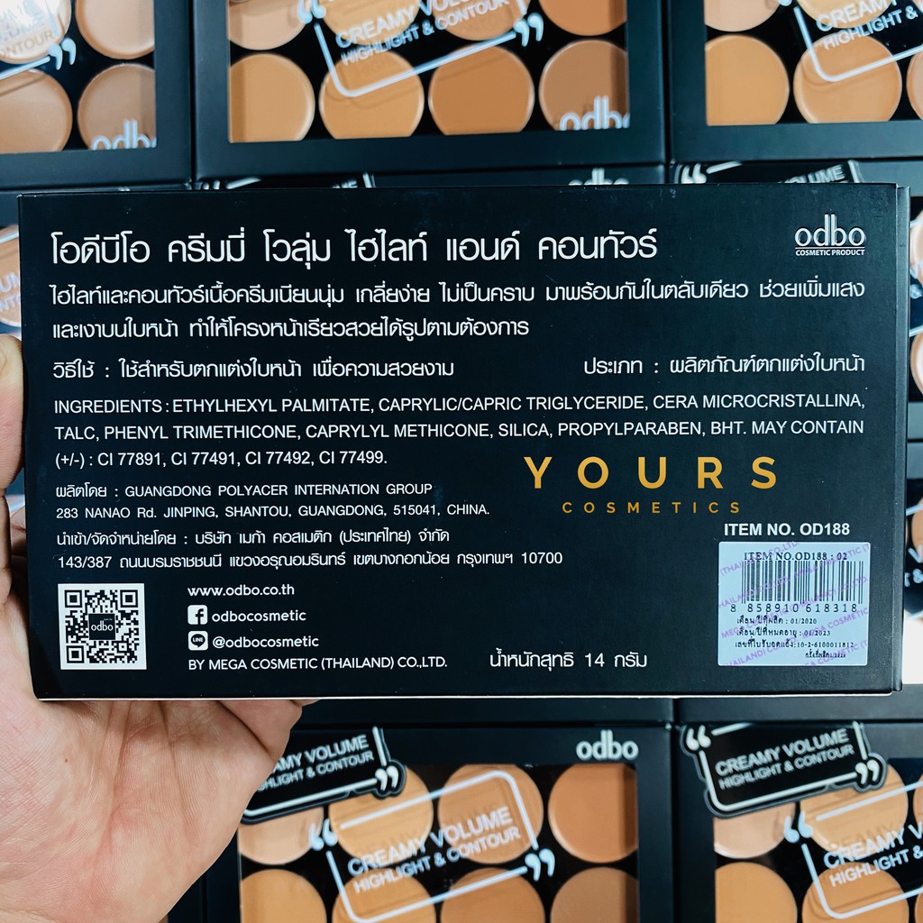 [Auth Thái] Phấn Tạo Khối Dạng Kem Tông Nâu Đen Odbo Creamy Volume Highlight và Contour Pro Palette OD188 No.02 | BigBuy360 - bigbuy360.vn