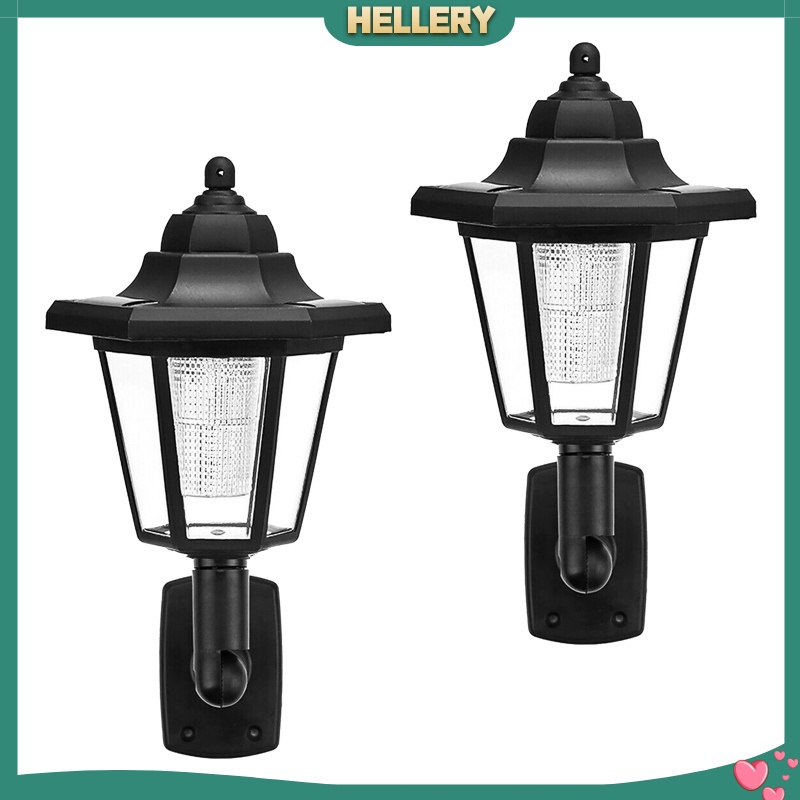 [HELLERY] 2pcs Retro Solar Hex Wall Lights Auto ON/Off Garden Porch Wall-mounted Lamp