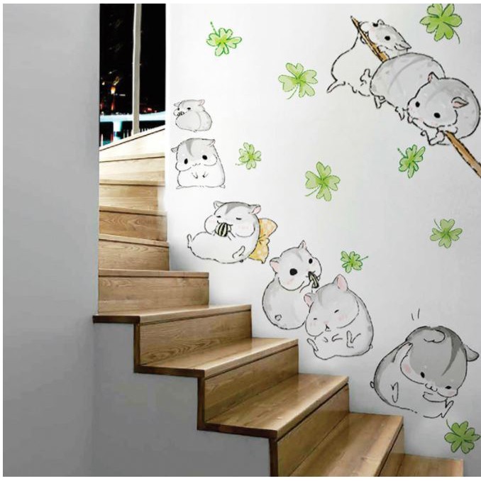 Decal dán tường - Giấy dán tường - Chuột Hamter dễ thương - flowerdecal - MJ7014