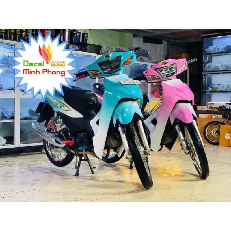 [Nhiều màu]Tem trùm xe wave alpha màu loang(1 bộ tem không kèm tem crom,crom mua riêng)