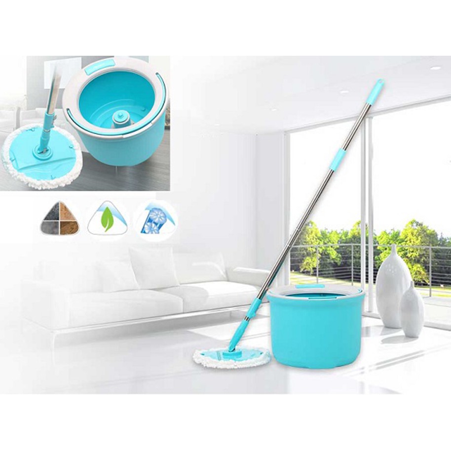 Bộ Cây Lau Nhà Xoay Tay Lock&amp;Lock Corner Spin Mop ETM494 [Xanh Dương]