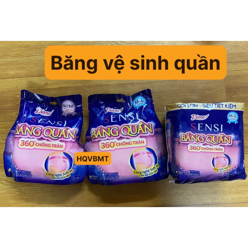 Băng đêm dạng quần Diana Sensi size S-M, M-L 2 chiếc/gói