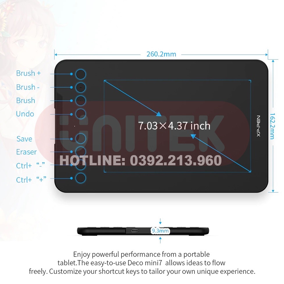 Bảng Vẽ Điện tử XP-PEN Deco Mini7 Android - Bảng Vẽ Điện tử Hỗ Trợ Cảm Ứng Nghiêng cao cấp