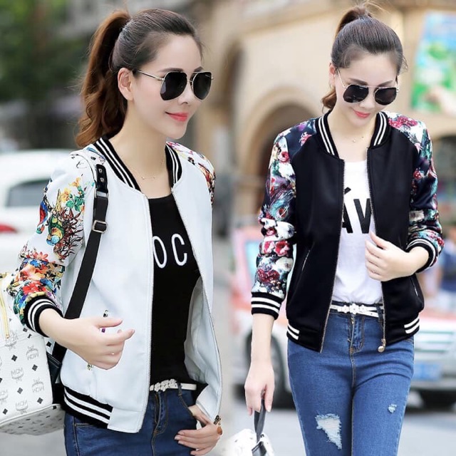 Áo bomber hoạ tiết