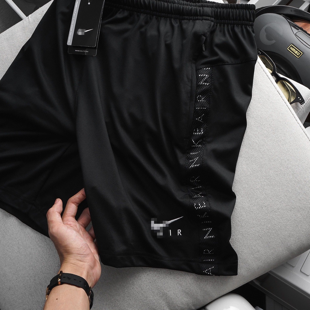Quần Short Phối Lưới Dọc Hông Thể Thao Nam Vải Thun