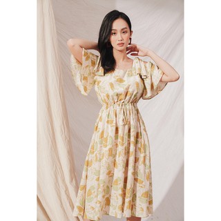 Amber-đầm hoa khoét vai lizzi