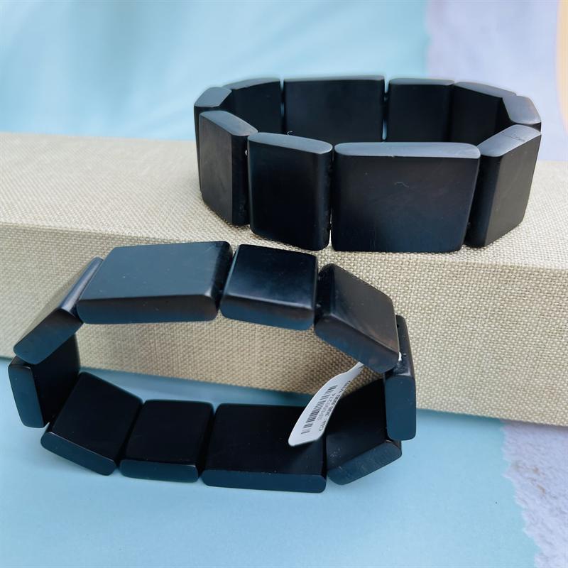 Vòng tay Gỗ Mun Sừng bảng Vuông 16mm độc đáo - Lách tay Nam nữ phong thủy CNC VĂN BÉ