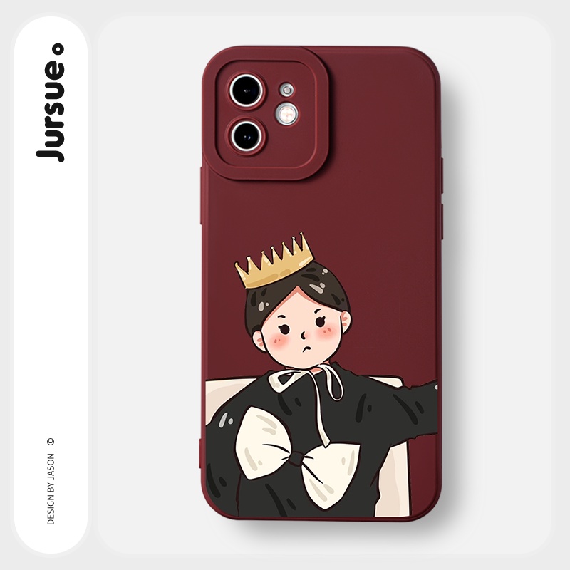 Ốp lưng JURSUE hoạt hình cặp đôi dễ thương đẹp Cho iPhone 14 13 12 11 Pro Max SE 2020 X XR XS 8 7 ip 6S 6 Plus kute Y2158